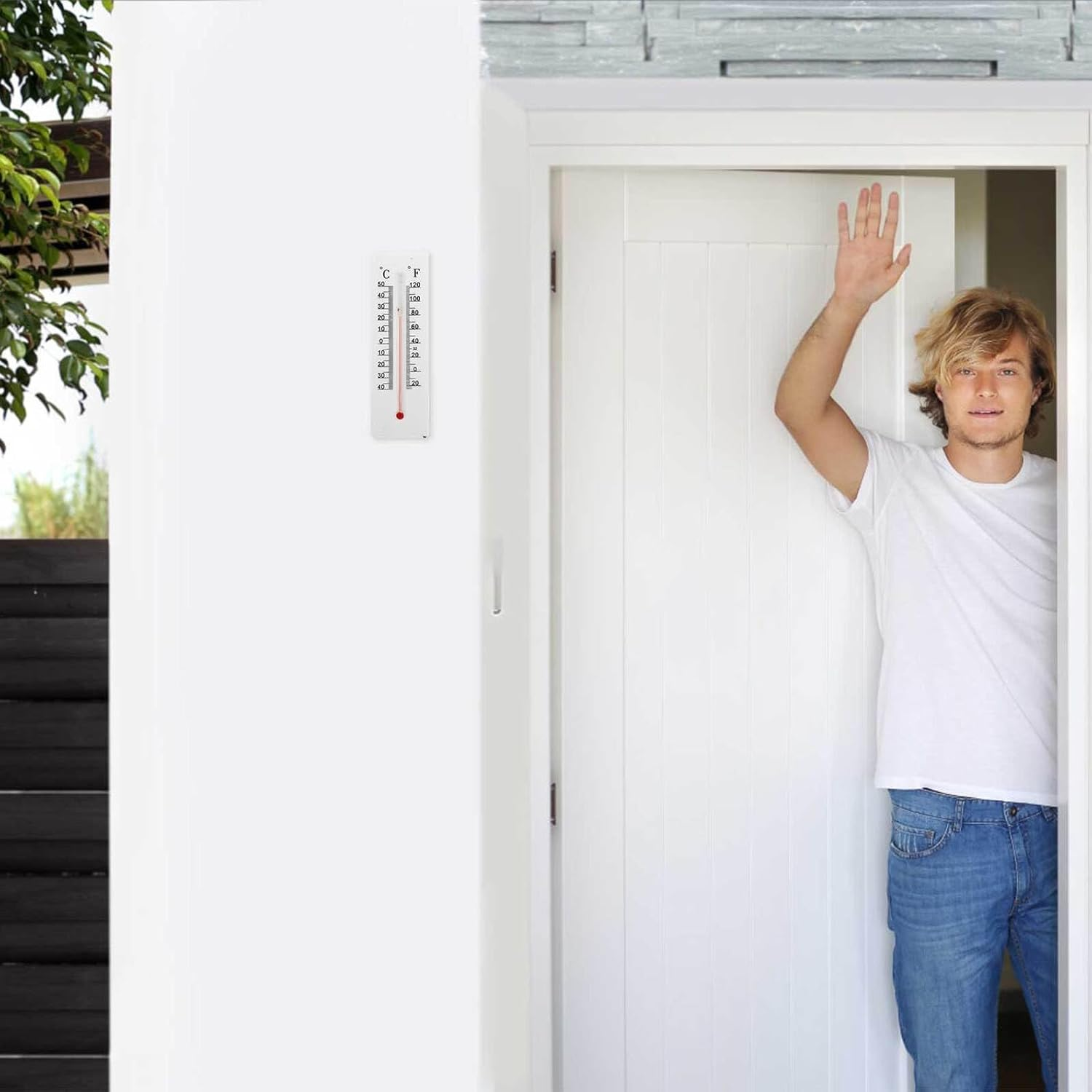 MAGICLULU 2Pcs Thermometer Style Outdoor Key Hider Box Weatherproof Wall Mount Hidden Key Holder for Small Valuables Home Office Garden image number 2