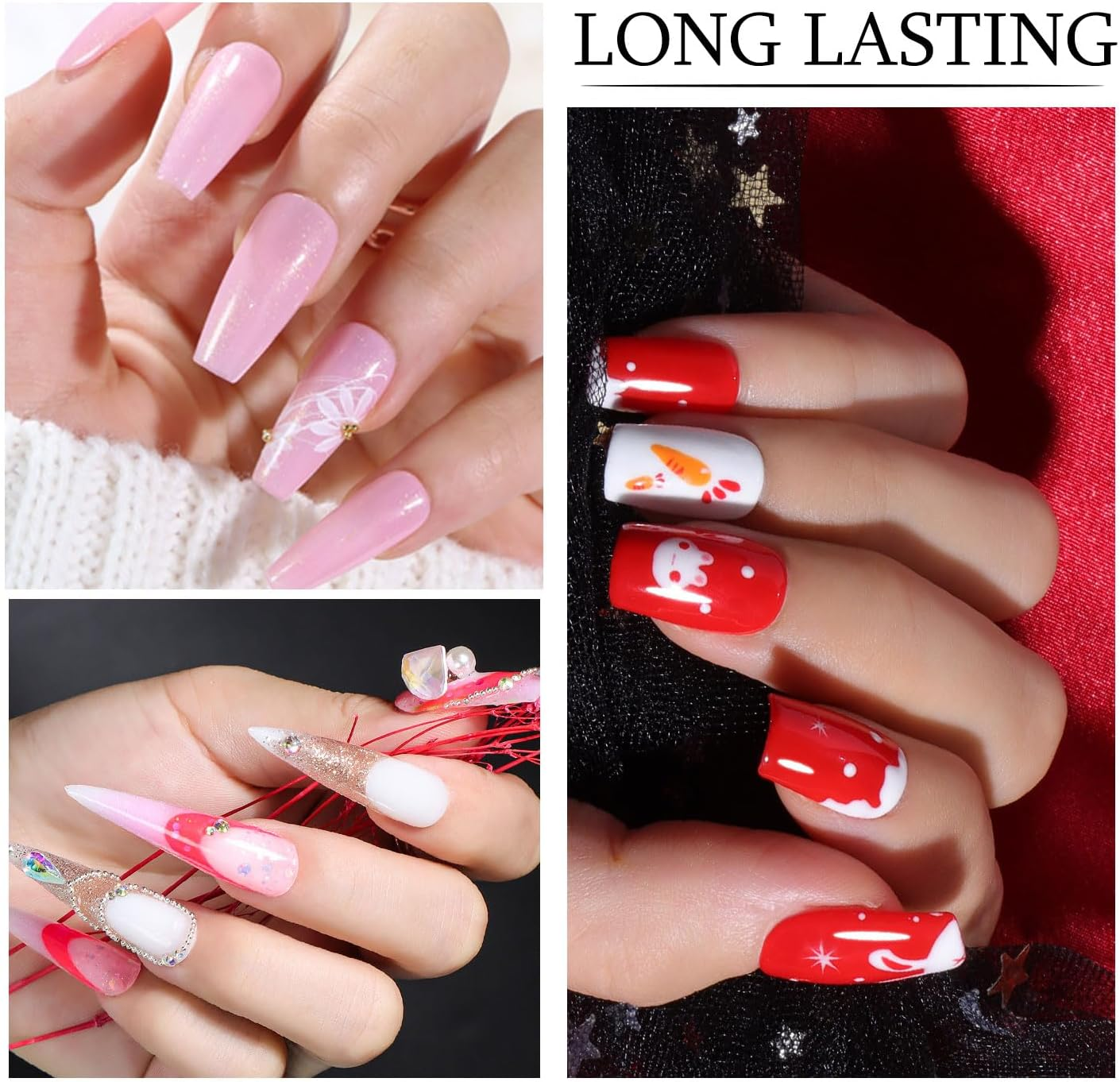 Beautilux Tips for Gel Nails, Pack of 300 with Guide Lines, Full Cover Nail Tips, 12 Sizes, Artificial for Nail Tips and Dual Nail Forms (FJP300-AL)