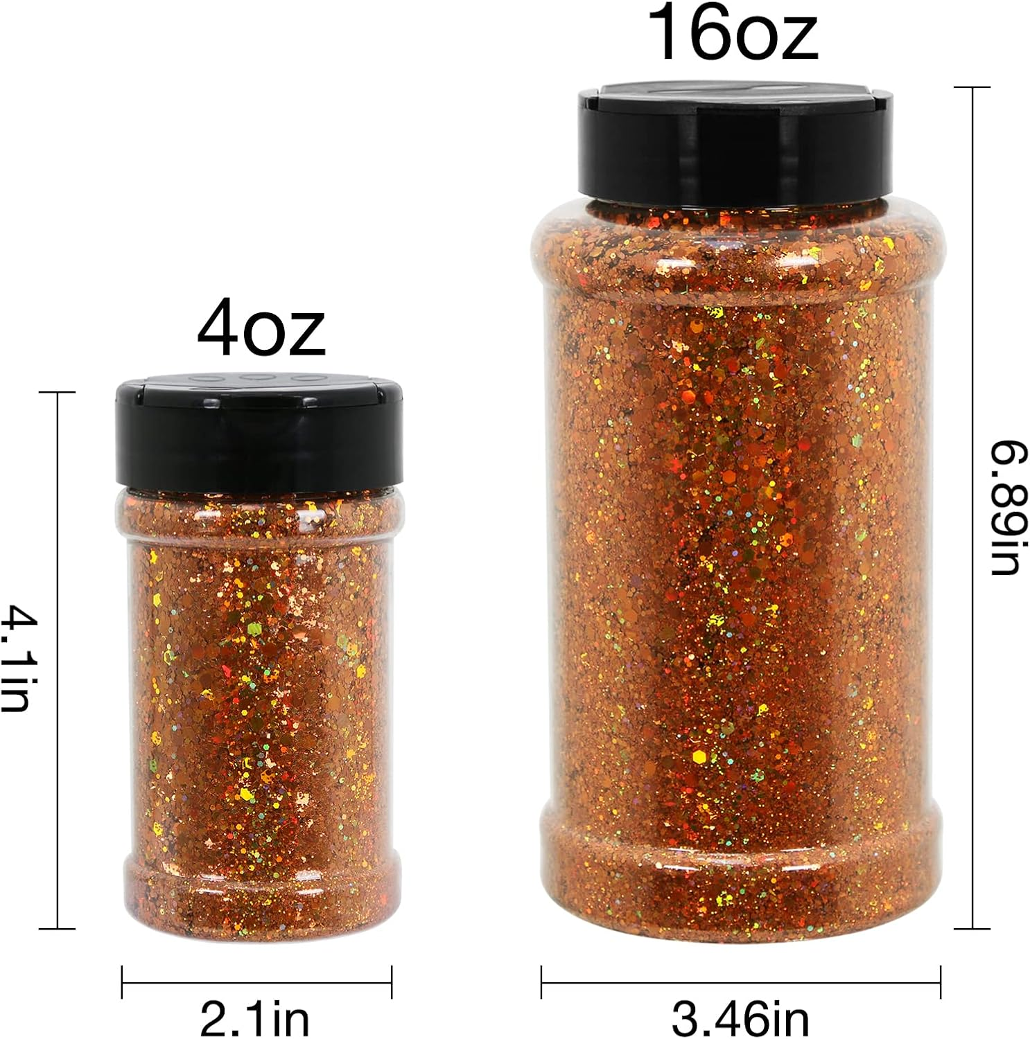 TORC 4 OZ Orange Holographic Glitter 4 Ounce Mix Chunky Glitter Bulk for Resin Craft Cosmetic Art Festival Decoration image number 6