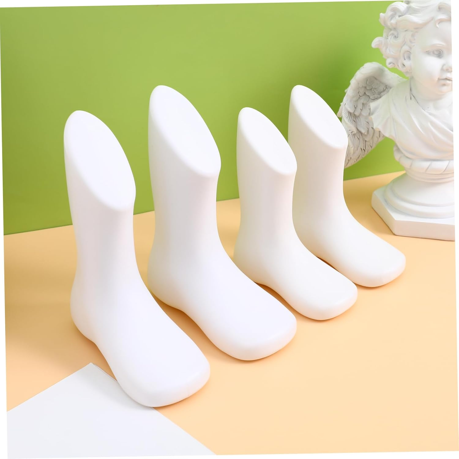 4Pcs Toddler Foot Mannequin Shoe Display Plastic Reusable Store Foot Models White and Skin Tone Small 11.5Cm 14Cm Retail Shop Supply image number 2