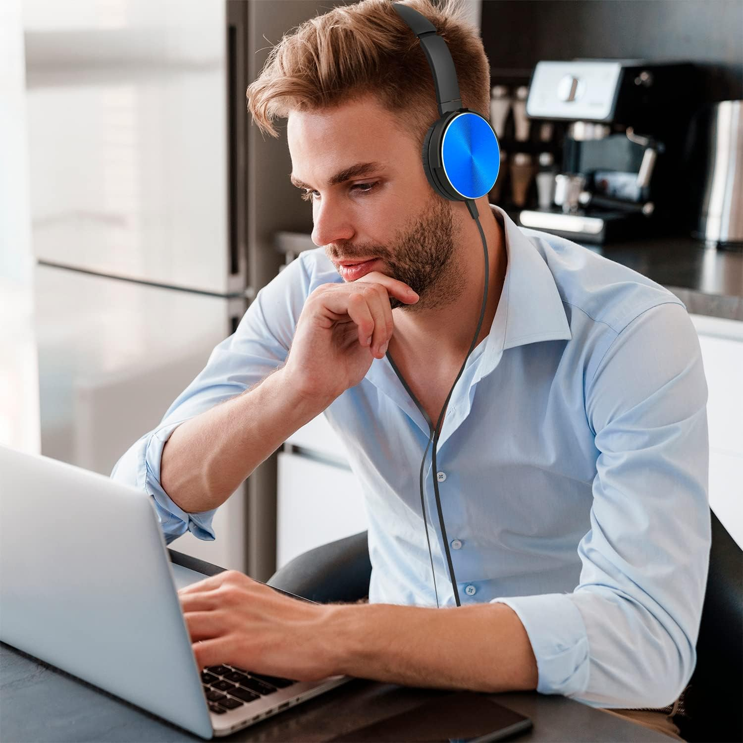 Maeline Classroom Headphones Bulk 5 Pack, Student on Ear Comfy Swivel Headset for School, Library, Airplane, for Online Learning, Travel, Stereo Sound 3.5Mm Jack, Red, Black, Blue, White, Yellow image number 5