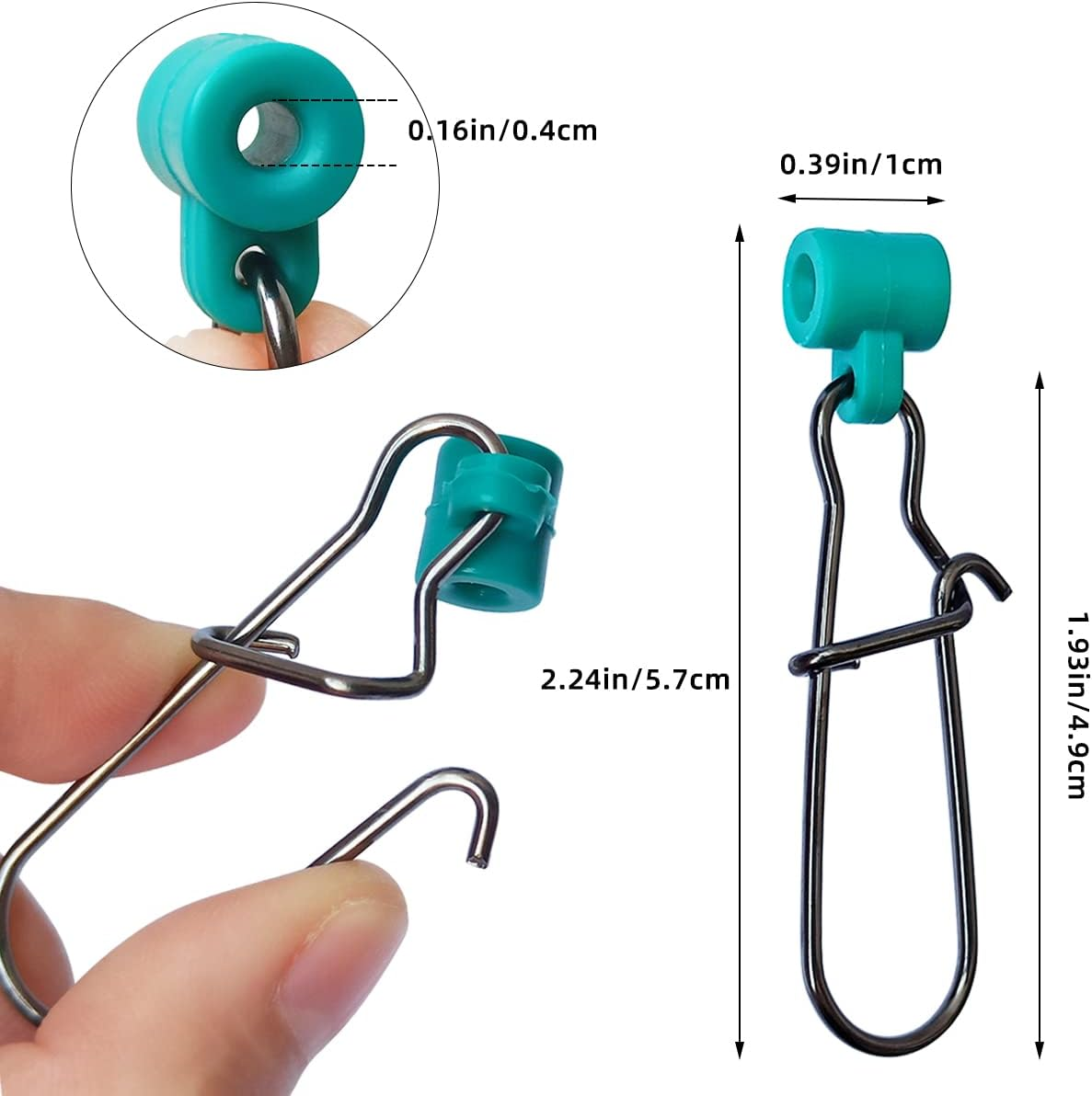 40Pcs Stainless Steel Fishing Line Sinker Slides Catfishing Rig with Duo Lock Snaps Heavy Duty Sinker Slider Swivel Snap Kit for Fishing Tackle - Yellow image number 4