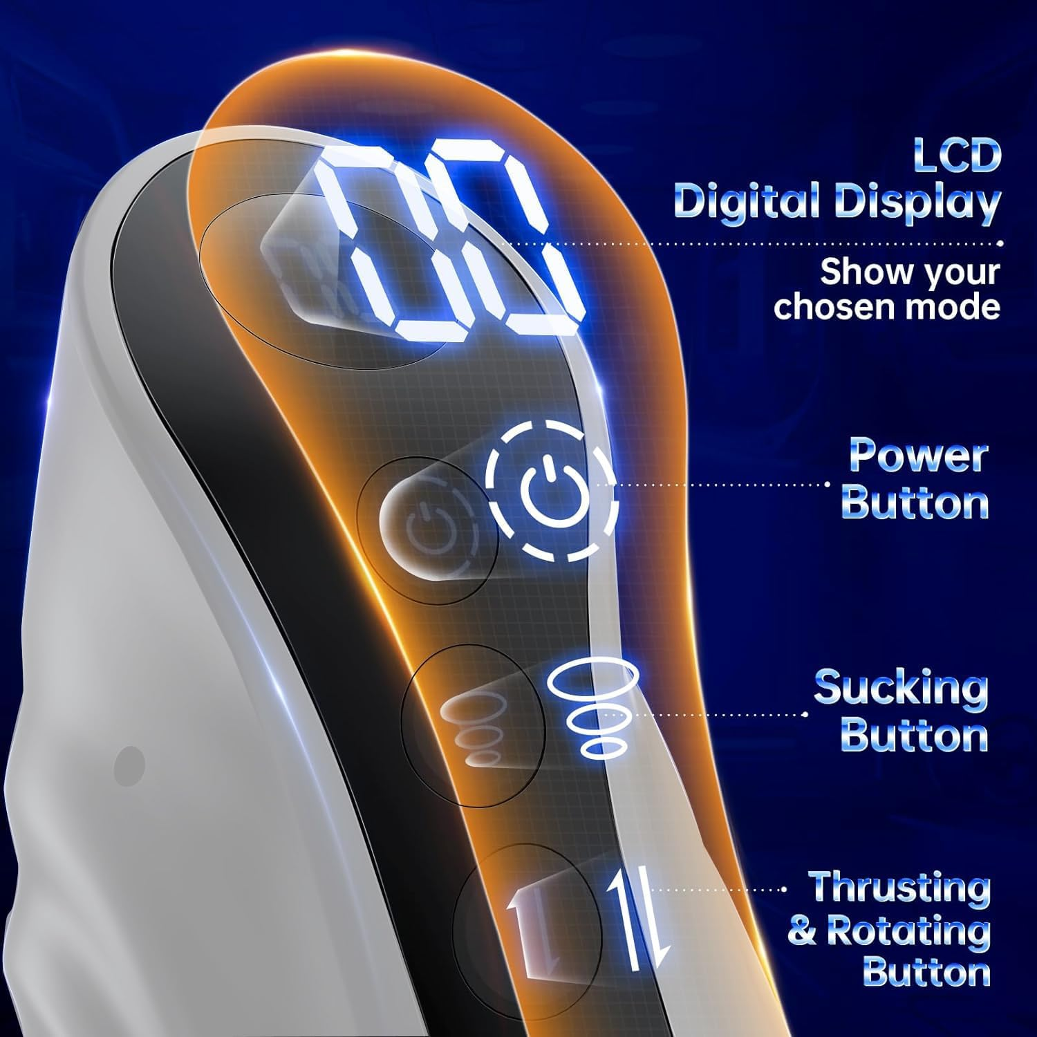 LONZYON Automatic Sucking Male Masturbator Sex Toys for Men, LCD Display 9 Thrusting & Rotating & Suction Mens Sex Toy, Electric Penis Pump Hands Free Pocket Pussy Stroker and 3D Realistic Textured Adult Toys (White) image number 2