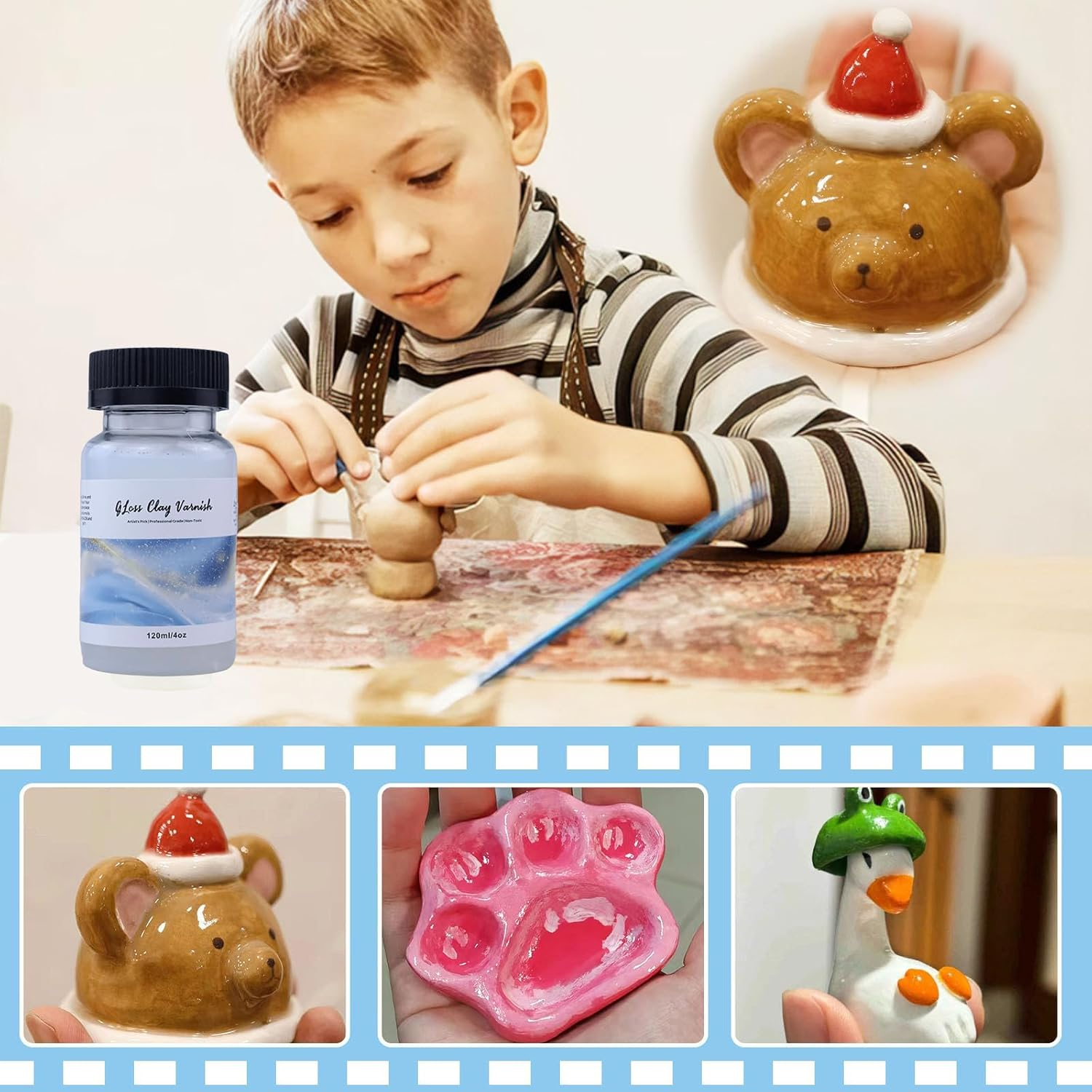 Clay Varnish Gloss Signature 4.05Oz (120Ml) Clay Sculpture Sealant, Glossy Clay Varnish, Varnish for Polymer or Air Hardening Clay, Clear Gloss Varnish for Clay.