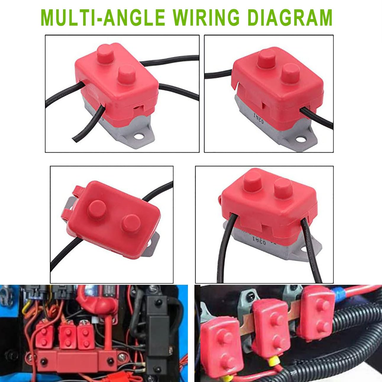2 Pack Direct Current DC 12V - 24V Automatic Reset Circuit Breaker, Current Overload Protector, with Cover Stud Bolt for Automotive RV (Red 30A)