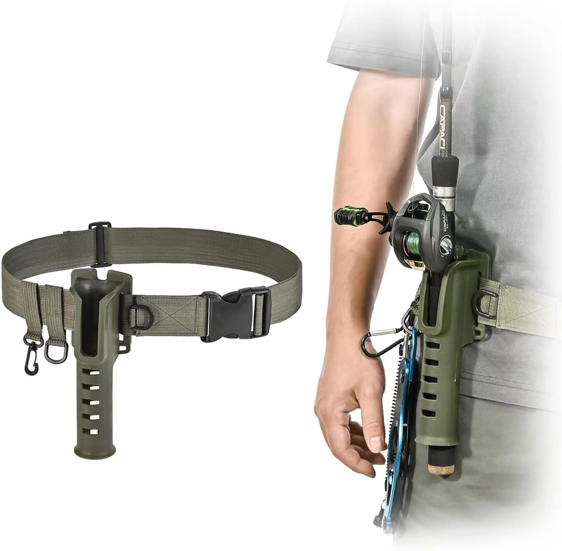 AIMALL Adjustable Fishing Rod Holder Belt - Portable Luya Waist Holder with Secure Locking Mechanism, Fits Rods up to 1.4 Inches Diameter, Durable Outdoor Gear for Anglers image number 5