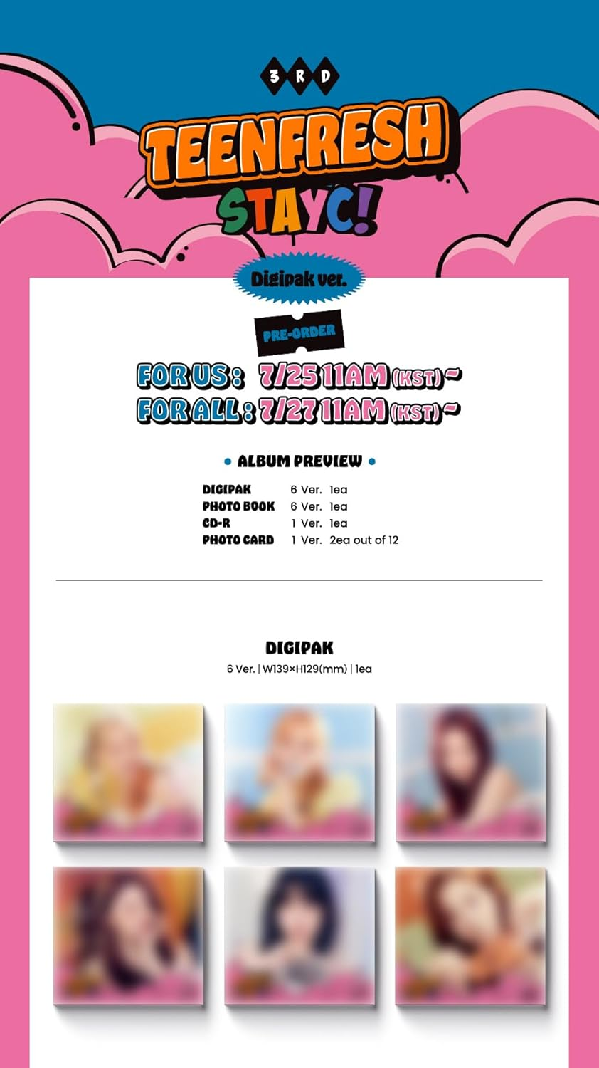 STAYC TEENFRESH 3Rd Mini Album Digipack Version Cd+Photobook+Photocard+Tracking Sealed (Isa Version) - Digipack Random image number 4