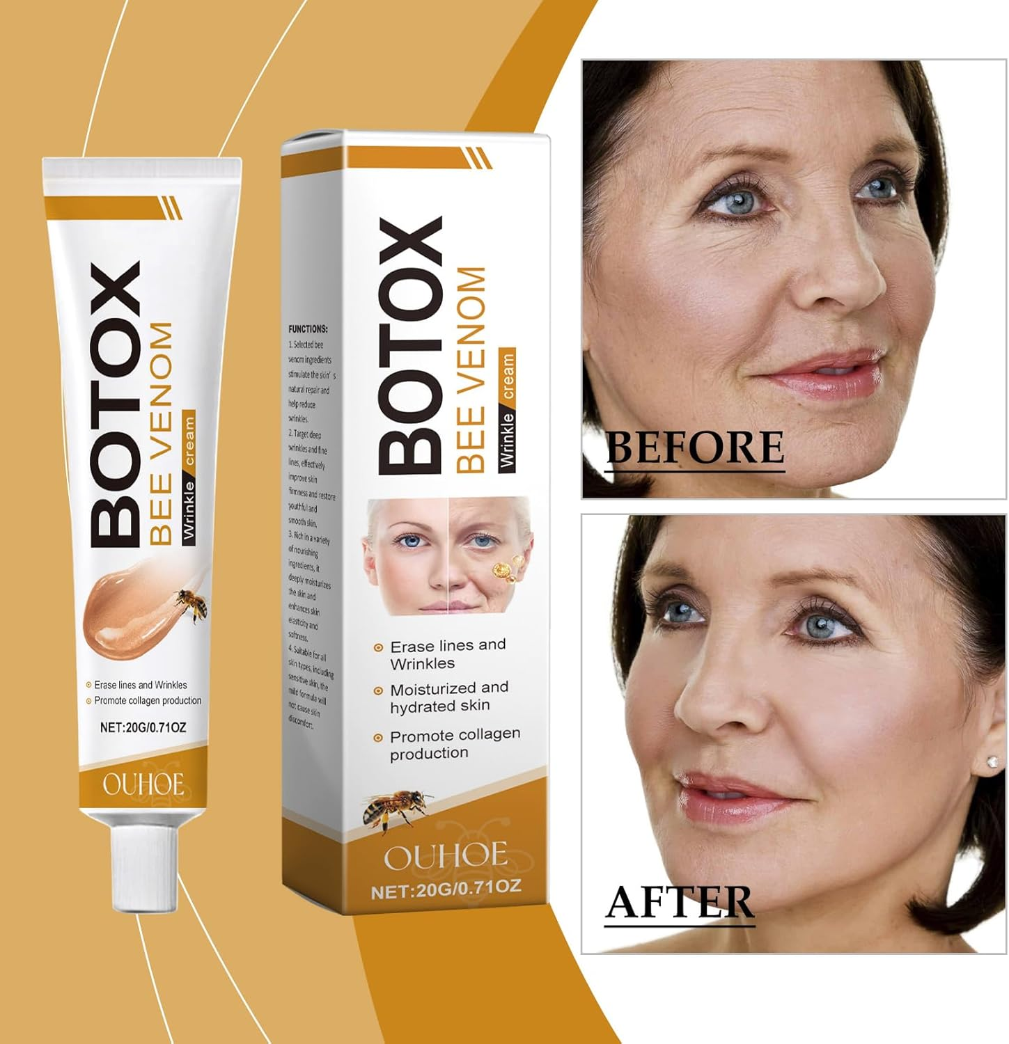 Botox Bee Venom Cream Australia，2Pcs Facial Skin Care Products，Wrinkle Removal & Firming, Moisturizing, Lifting & Recovery for All Skin Types image number 1