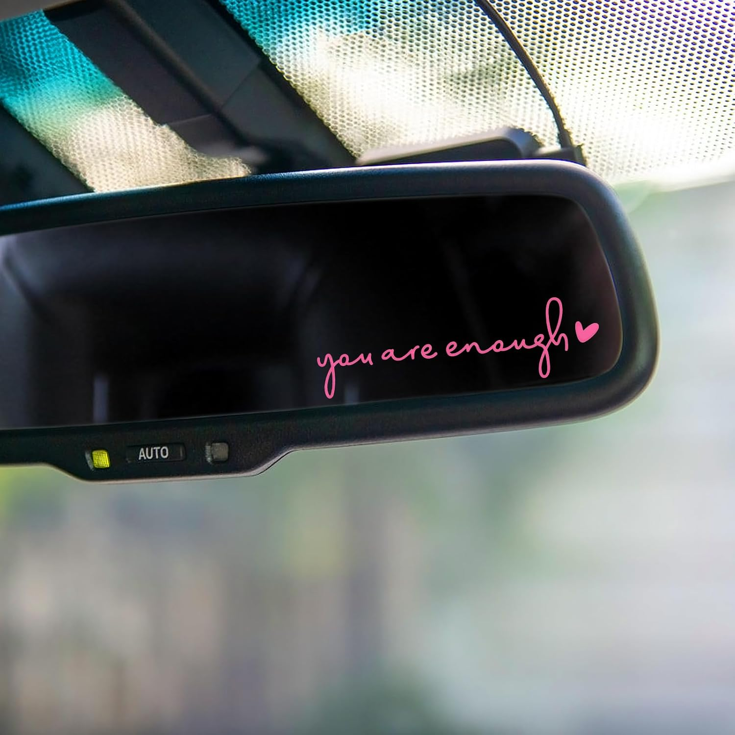 4X You Are Enough Rearview Mirror Decal, Rear View Mirror Sticker, Car Window Decals, Self Affirmations Vanity Mirror Stickers for Women Water Bottle Laptop Bumper Car Accessories Gifts (Pink) image number 1