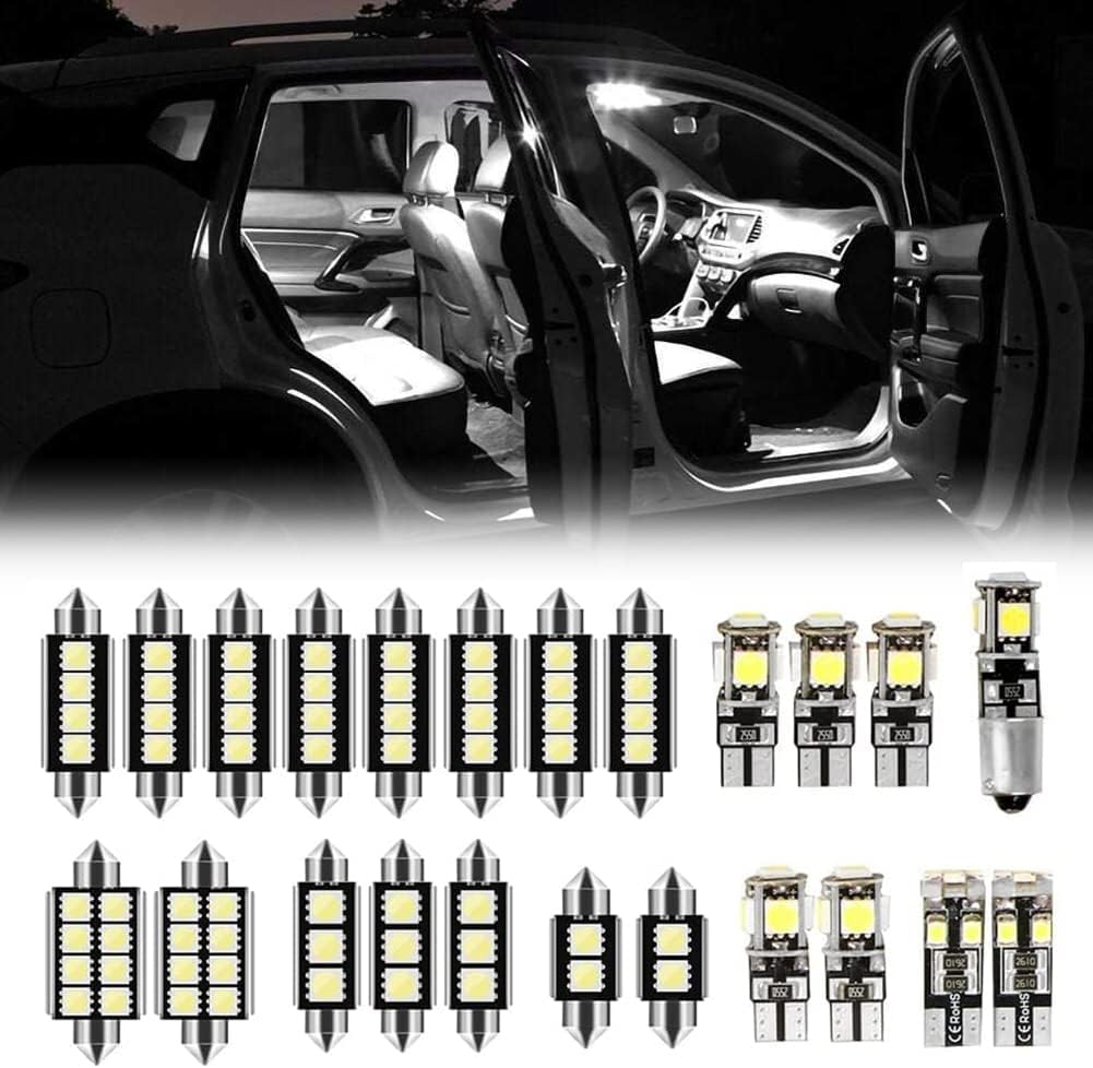 Car LED Interior Light Bulb,Kiwinvou 12V 3W Universal Canbus Error Free LED Bulbs Kit,Car Led Interior Light Replacement Bulbs,Pack of 23,White image number 4