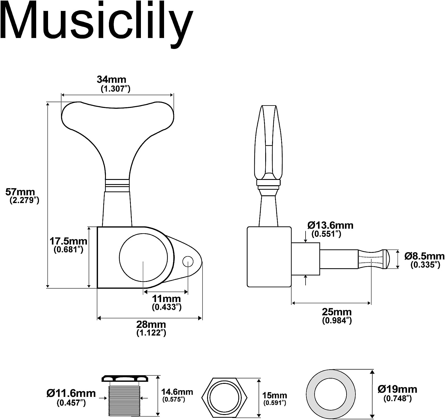 Musiclily Pro 4 in Line Sealed Electric Bass Tuners Machine Heads Tuning Keys Pegs Set for 4 String Precision Jazz Bass, Gold image number 1