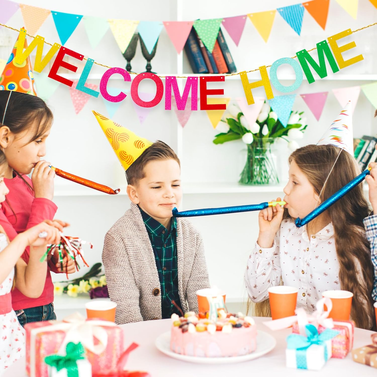 Amabro Welcome Home Banner, Sparkling Shiny Colorful Hanging Banner Welcome Banner Sign Welcome Back Decors for Home Decoration Weddings Christmas Housewarmings Family Theme Party Supplies image number 5