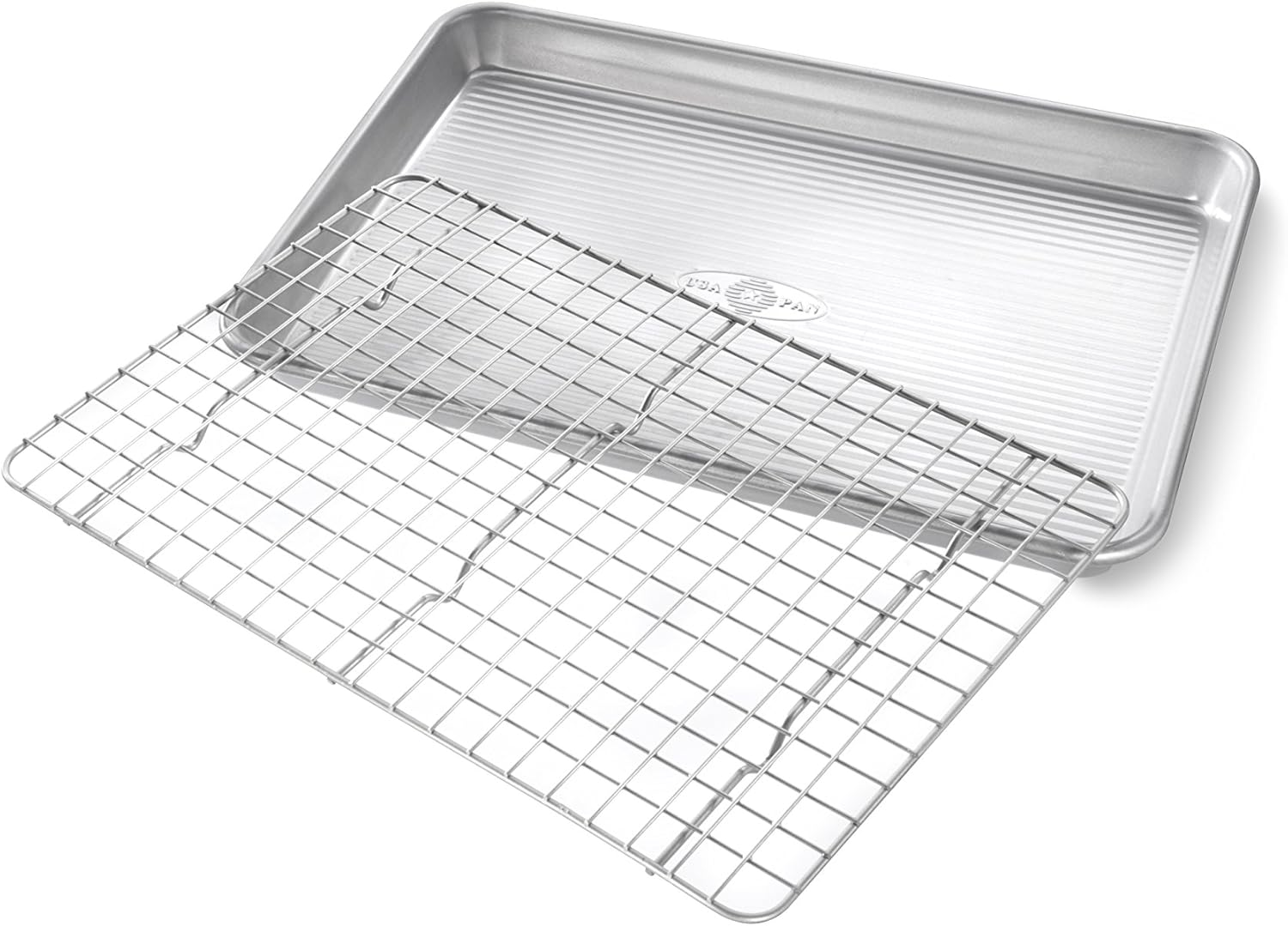USA Pan Bakeware Quarter Sheet Baking Pan and Bakeable Nonstick Cooling Rack Set, Metal image number 5