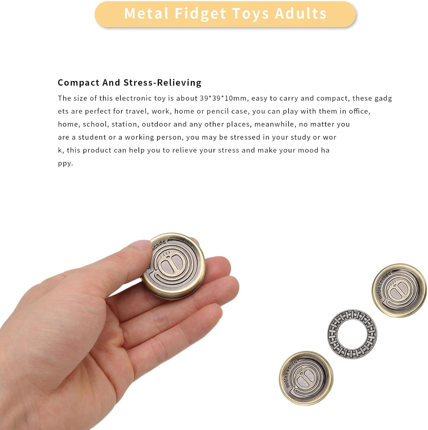 Coin Fidget Slider, Magnetic Stainless Mini Rotation Coin Fidget Slider, Devil Style Stress Relief Fingertip Haptic Toy for Adults Child Gifts, Office Work, Travel, Home image number 2