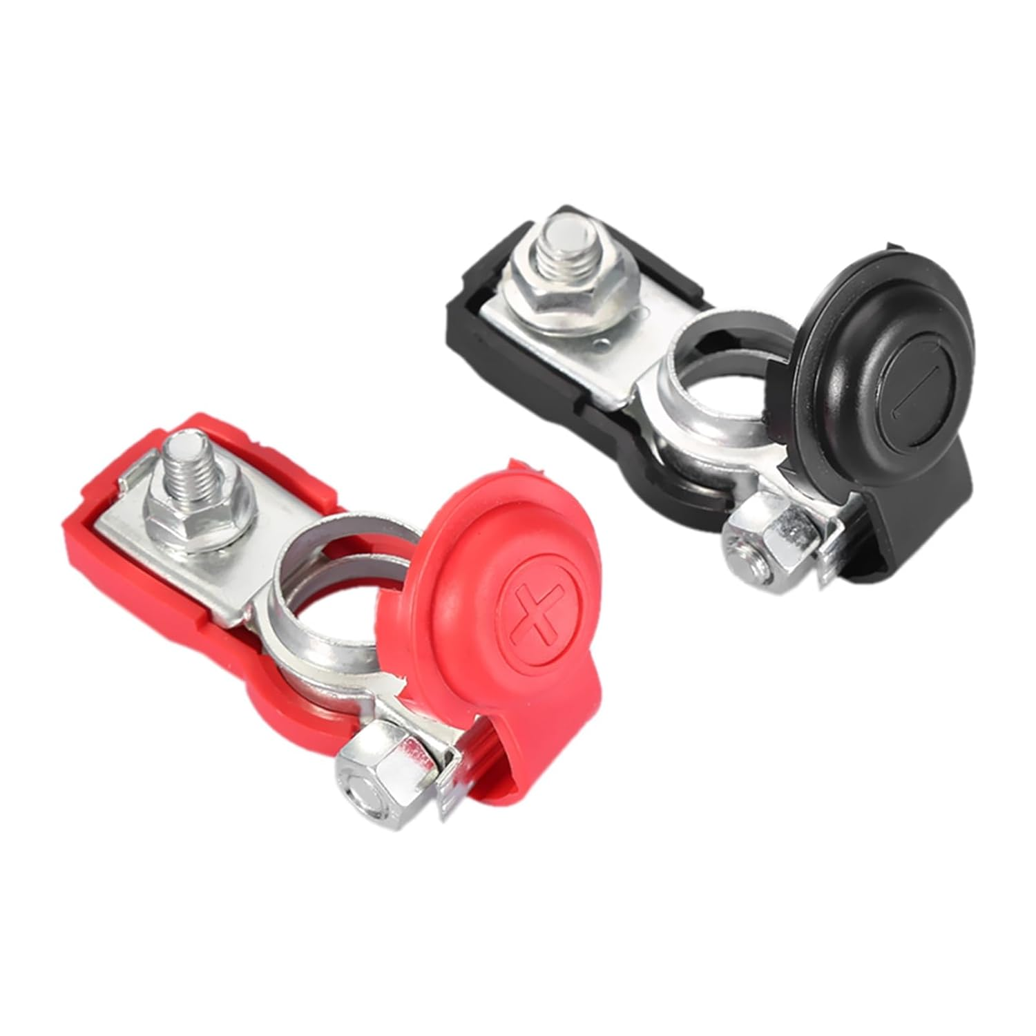 2Pcs Universal Car Battery Terminals Clamp Clips, Galvanized Iron, Good Conductivity, Electrical Flexible Connectors with Protective Cover, Suitable for Most Vehicles, Boats, image number 1