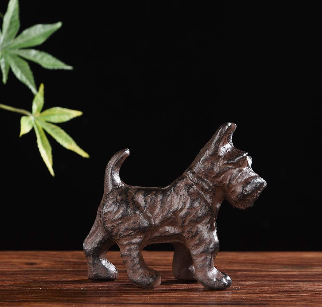 BRASSTAR Cast Iron Schnauzer Dog Pet Statue Paperweight Sweet Cute Pup Figurine Gift Garden Lawn Home Office Desk Decor Collectible Gift PTWQ013 image number 2