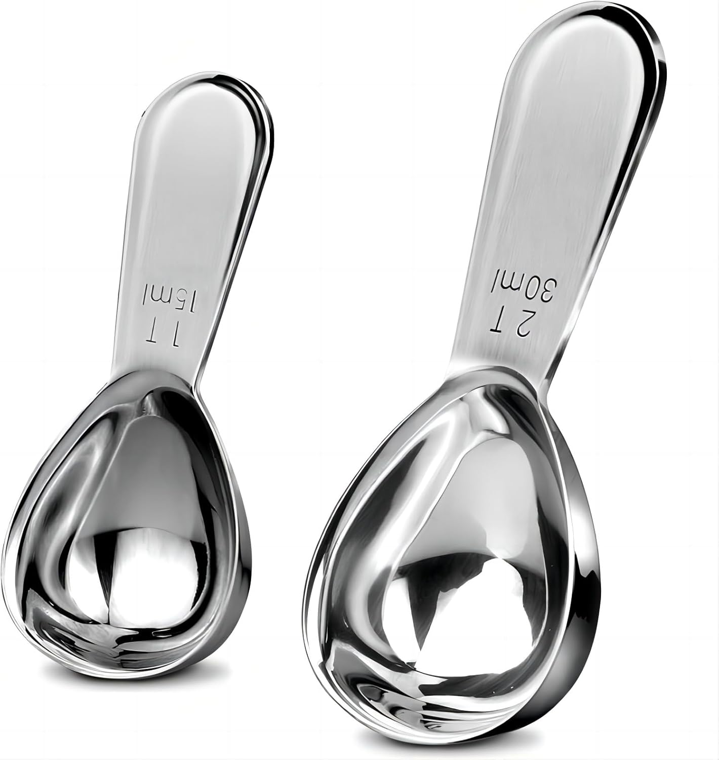 Stainless Steel 430 Coffee Scoop, Coffee Measuring Spoon Short Handle for Measuring Coffee, Milk, Tea,Sugar,Lemon Juice, and Olive Oil,Set of 2(15 Ml & 30 Ml) image number 3