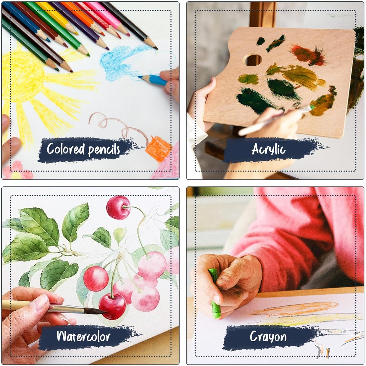 Ibasenice 55Sheets Canvas Paper for Oil Painting Watercolor and Drawing Fine Texture Multiple for Artists and Craft Projects image number 6