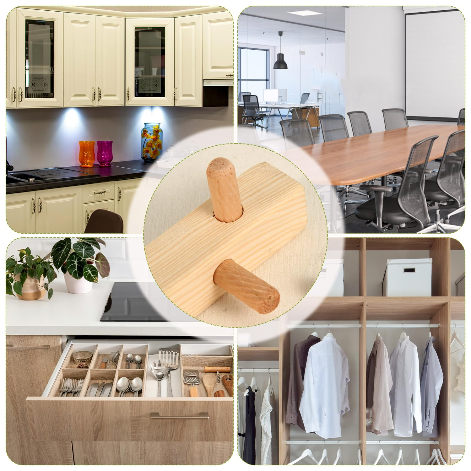 120Pcs Wooden Spikes, Wooden Spikes 8X30 Mm, Multifunction Screw Hole Cap for Wood Colic Wood Repair Furniture Fasteners image number 6