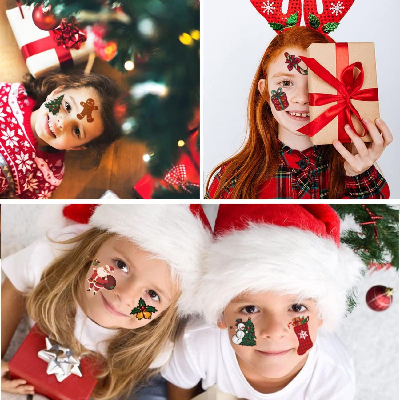 Christmas Temporary Tattoos for Kids - 148 PCS Christmas Individual Tattoos for Kids Christmas Xmas Party Favors, Stocking Stuffer, Christmas Eve Gift image number 1