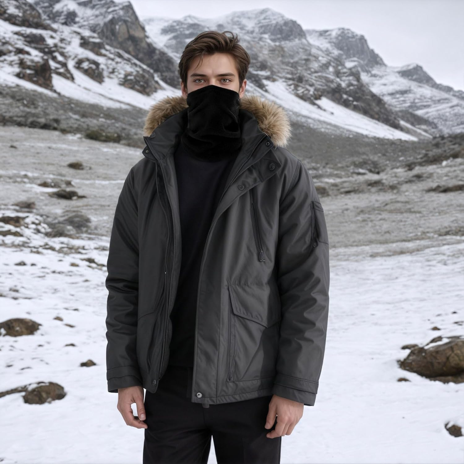 4Pcs Winter Neck Warmer Ski Face Mask Neck Gaiter Fleece Windproof Face Mask Cover for Men Women Warm Scarf image number 1