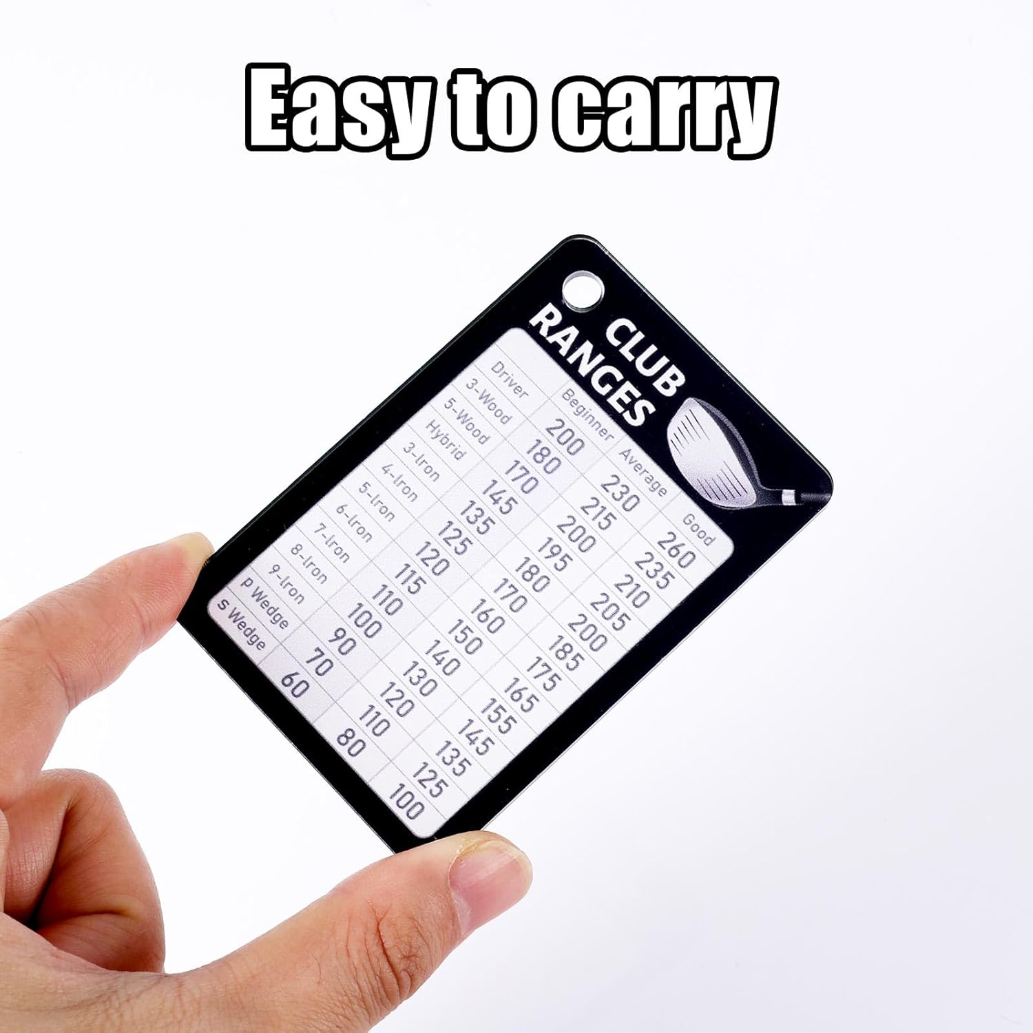 BOXOB Golf Club Range Chart Card, Black Golf Distance Map Golf Yardage Card Golf Range Chart Card Golf Club Rules Card Golf Club Bag Accessories Golf Essentials Accessories for Men image number 3