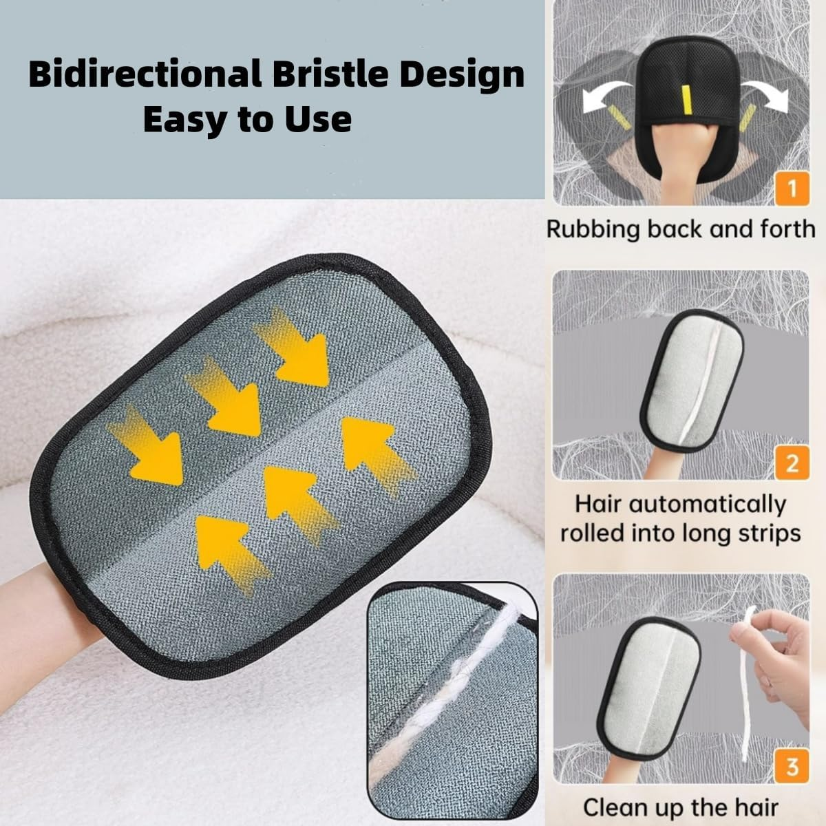 1PC Static Pet Hair Removal Gloves, Reusable Electrostatic Pet Hair Remover Grooming Glove Brush Tool, Upgrade Efficient Cat Dog Hair Remover for Couch, Furniture, Carpet, Curtain, Clothing, Car Seat image number 3