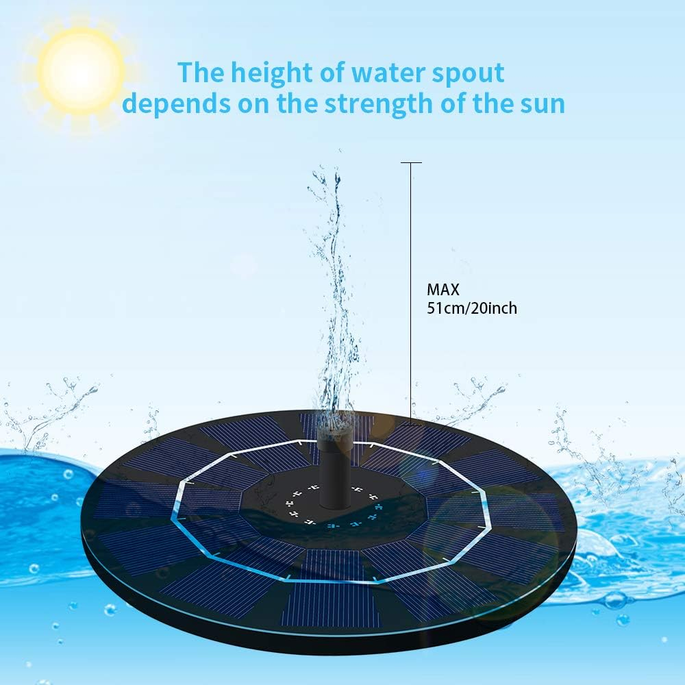 Solar-Power Birdbath Fountain Pump with Battery Backup 2.5W Brus -Blocking Submersible Pump Panel Kit for Bird Bath Garden Small Pond