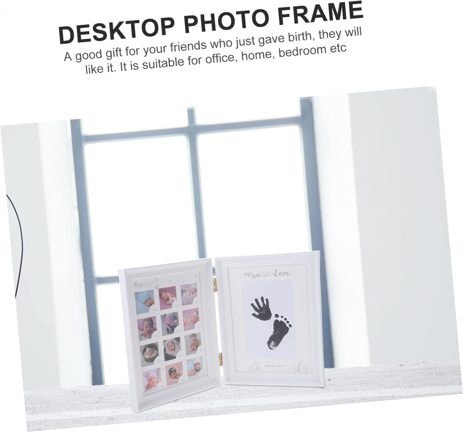 ERINGOGO Growth Photo Frame Desktop Picture Frame Ornament for Newborn Footprint Memories Durable and Safe Keepsake Holder Present for First Birthday - Multi image number 5