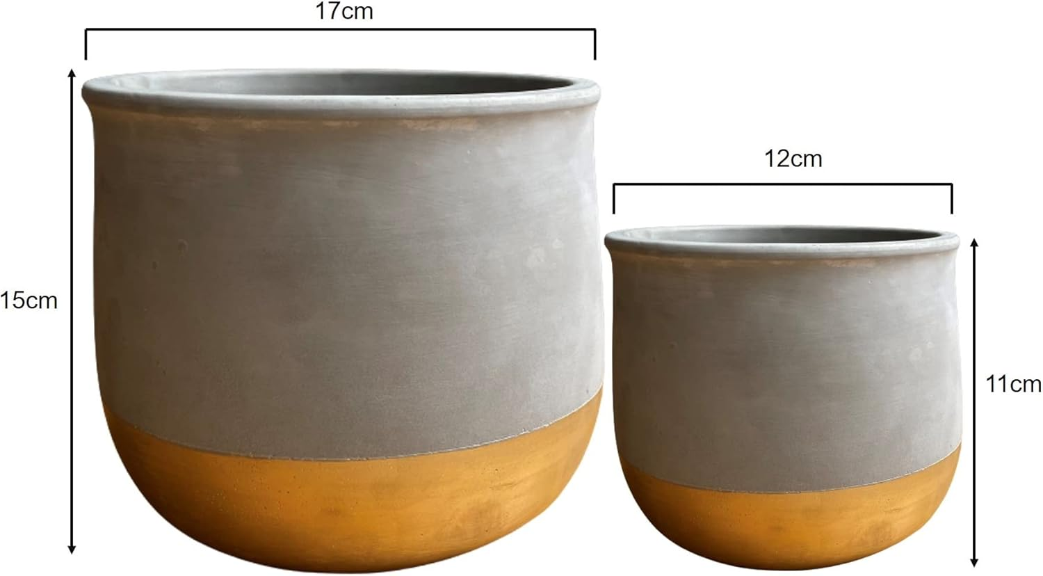 Olly & Rose Gold Dip Ceramic Plant Pot Set 2 Indoor Planters 17Cm + 12Cm Outdoor Flower Pots Cement Plant Pots image number 5