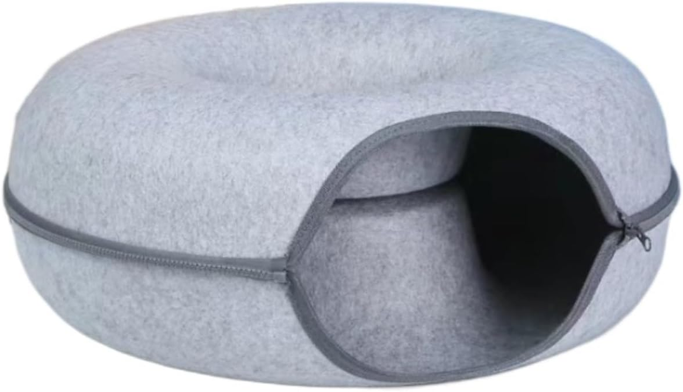 Dog Bed Cat House Pet House Pet Bed Cat Bed Cat Tunnel Nest round Felt Cat Tube Play Toy Cat Tunnels for Indoor Cats Cat Maze Toy Appealing Dog House Cat Bed Pet Nest ( Color : a , Size : 60*60*27Cm )