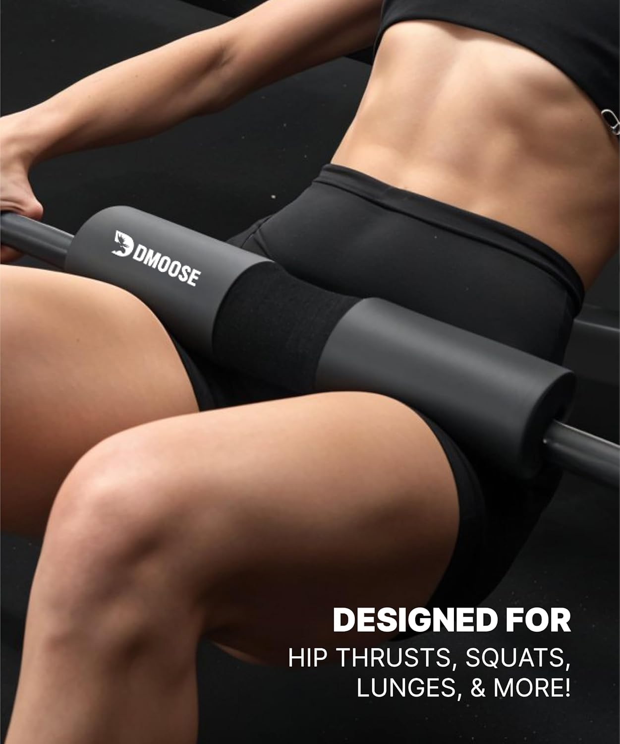 Dmoose Fitness Barbell Pad for Hip Thrust, Squat & Lunges - Non-Slip Thick Foam Cushion for Neck and Back Support with Two Straps - Hip Thrust Pad for Leg Day - Fits All Olympic Bars and Smith Machine image number 5
