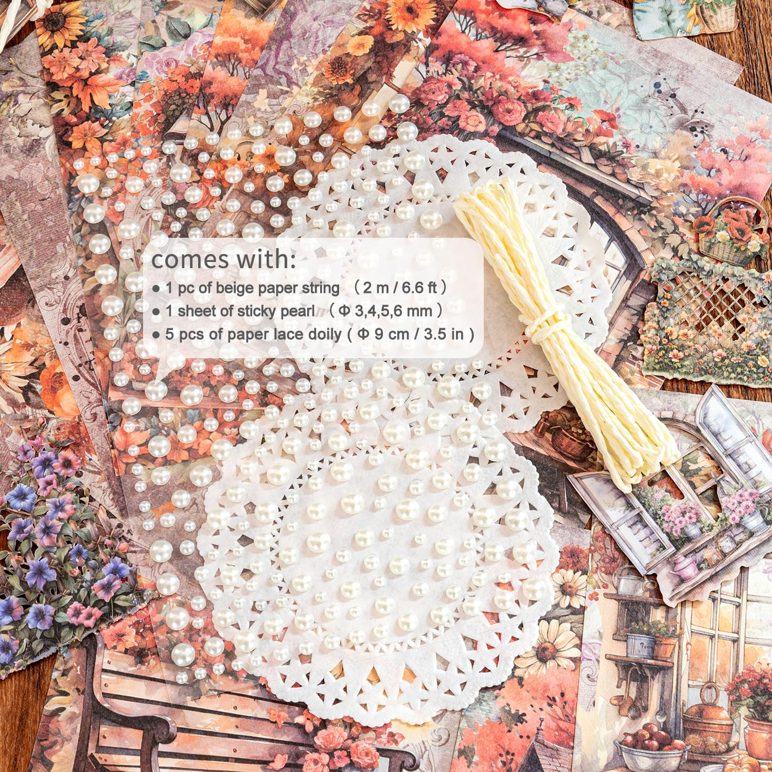 Garden Series Landscape Theme Scrapbook Set Flower Tree House Butterfly Sticker Courtyard Cottage Garden Single-Sided Paper for Junk Journal Planner Art Craft Notebook Card Making (Iris) image number 2