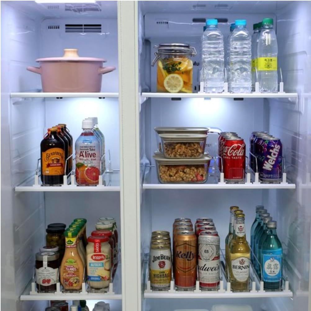 Automatic Drink Organizer for Fridge, Soda Can Dispenser with Adjustable Width, Self-Pushing Glide System, Holds up to 25 Cans, 5 Rows, White image number 6