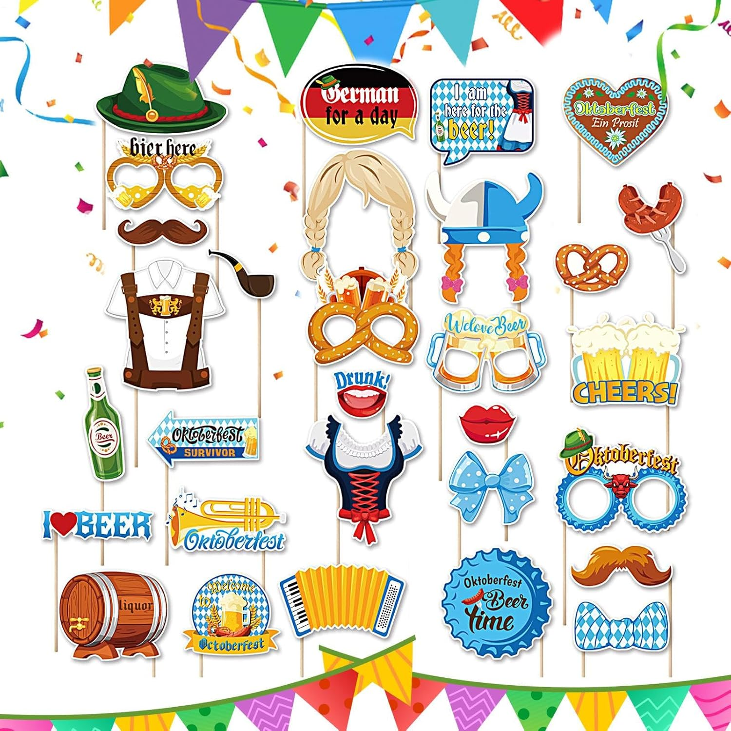 Oktoberfest Photo Booth Props, German Oktoberfest Selfie Props - Funny Party Supplies Backdrop for Outdoor Indoor Events Halloween Photoshoot image number 4