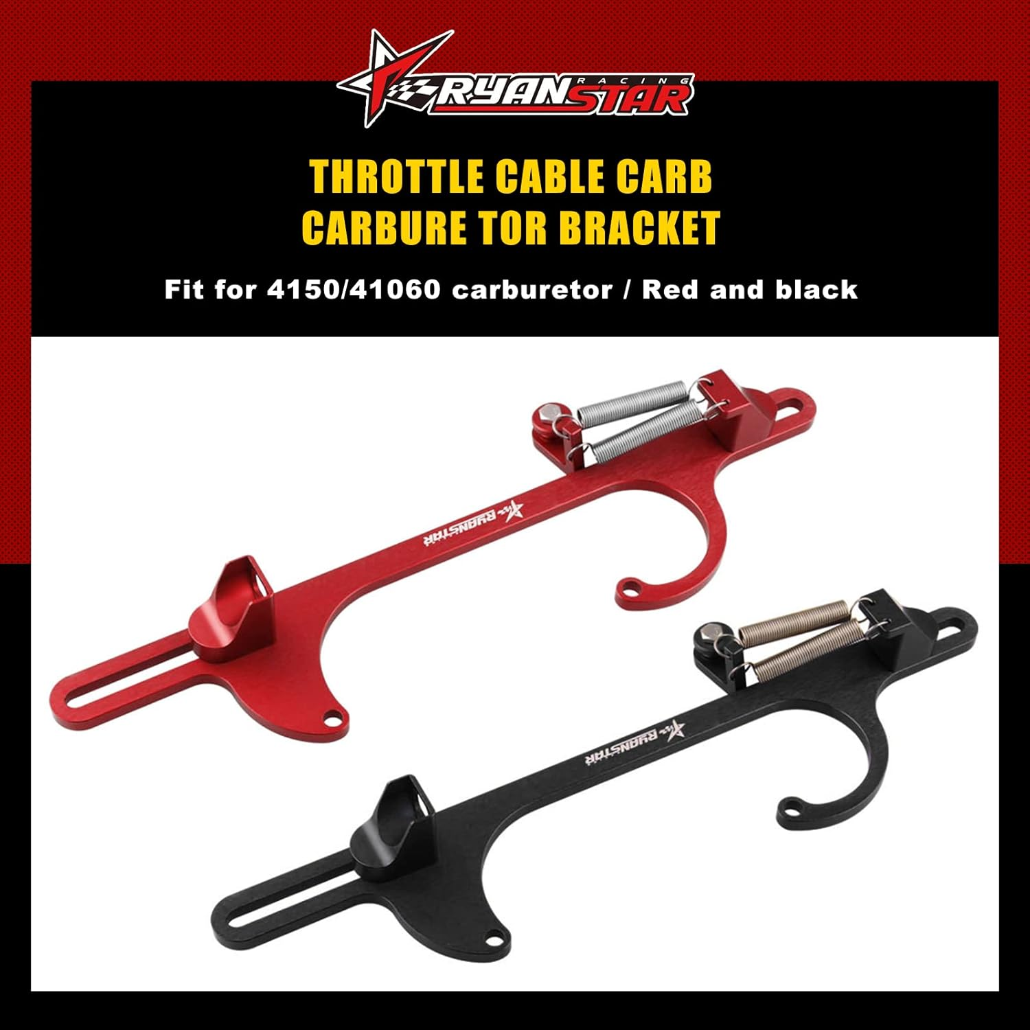 Ryanstar 4150 4160 Aluminum Series Black Red Billet Throttle Cable Carb Bracket China Black - Red image number 3