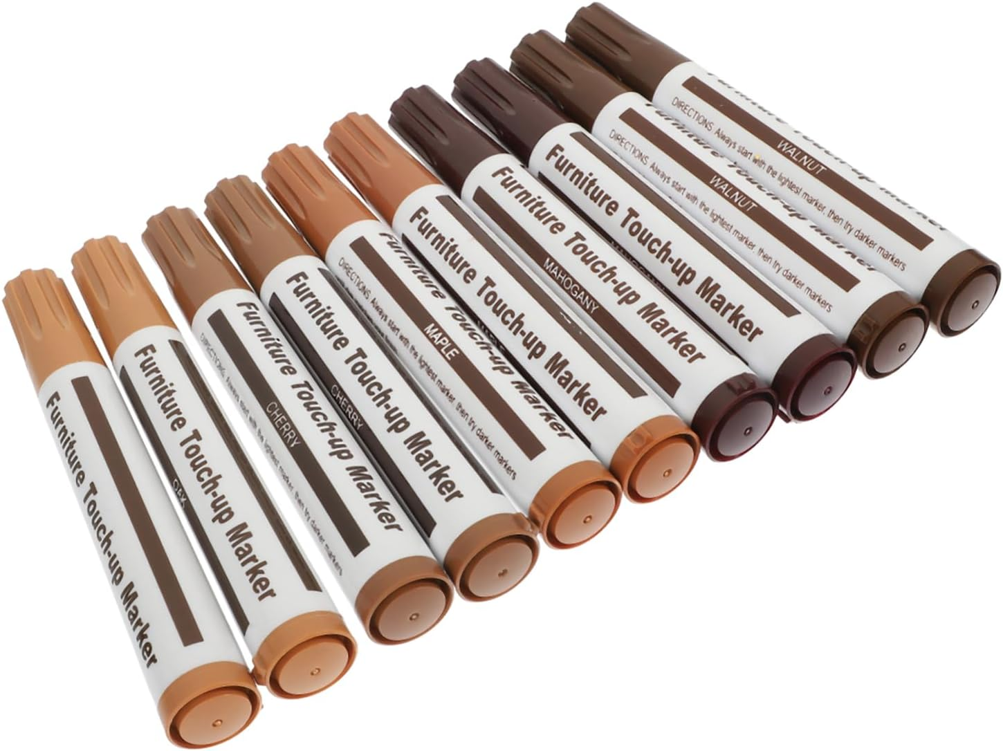 Baluue Wood Scratch Repair Markers Furniture Touch-Up Pens 10Pcs Set Waterproof Portable Painting Markers for Floor Cabinets and Chairs Furniture Repair Kit image number 5
