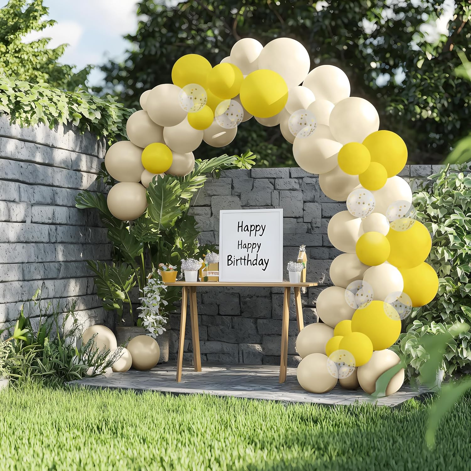 JOYIN 150 Pcs Sand White Balloons, Different Sizes 18 12 10 5 Inch Sand White Latex Balloon Arch Kit with Instruction for Birthday Party Graduation Wedding Holiday Decoration image number 3