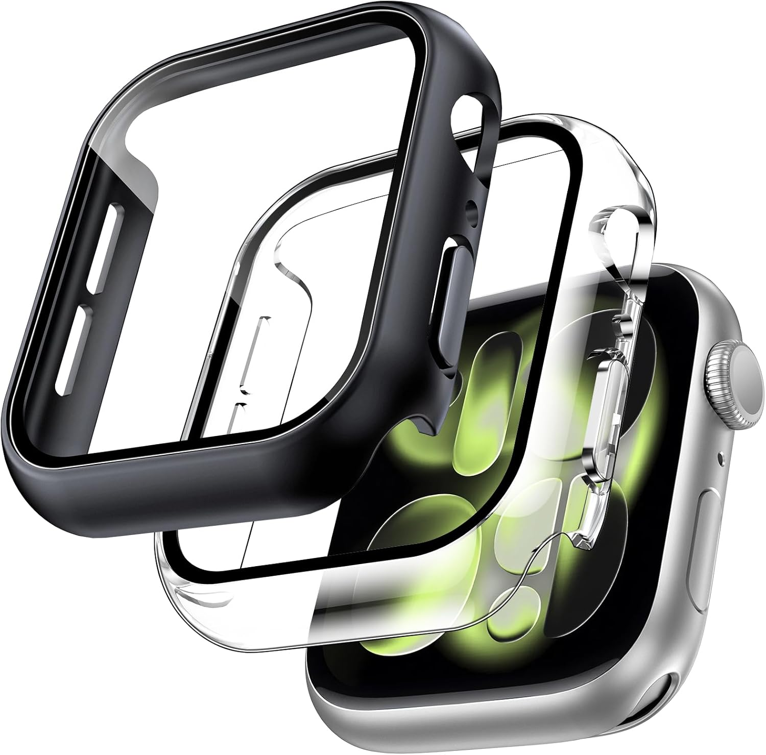 TOCOL 2-Pack Case for Apple Watch Series 11/10 42Mm, Built-In Tempered Glass Full-Coverage Screen Protector, Sensitive Touch, Anti-Bubble, Shockproof, Black and White image number 5