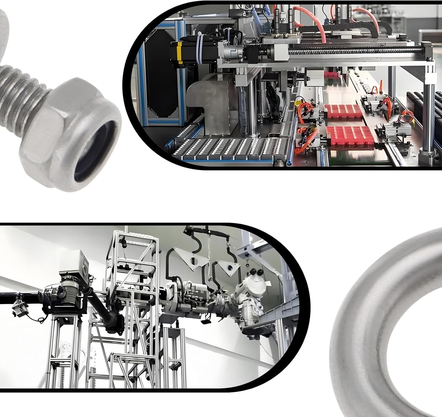 OTOTEC 4 Sets M5 Lifting Eye Bolts with M5 Lock Nuts 304 Stainless Steel Eye Bolt for Mechanical Equipment Electric Power Marine Transportation image number 1