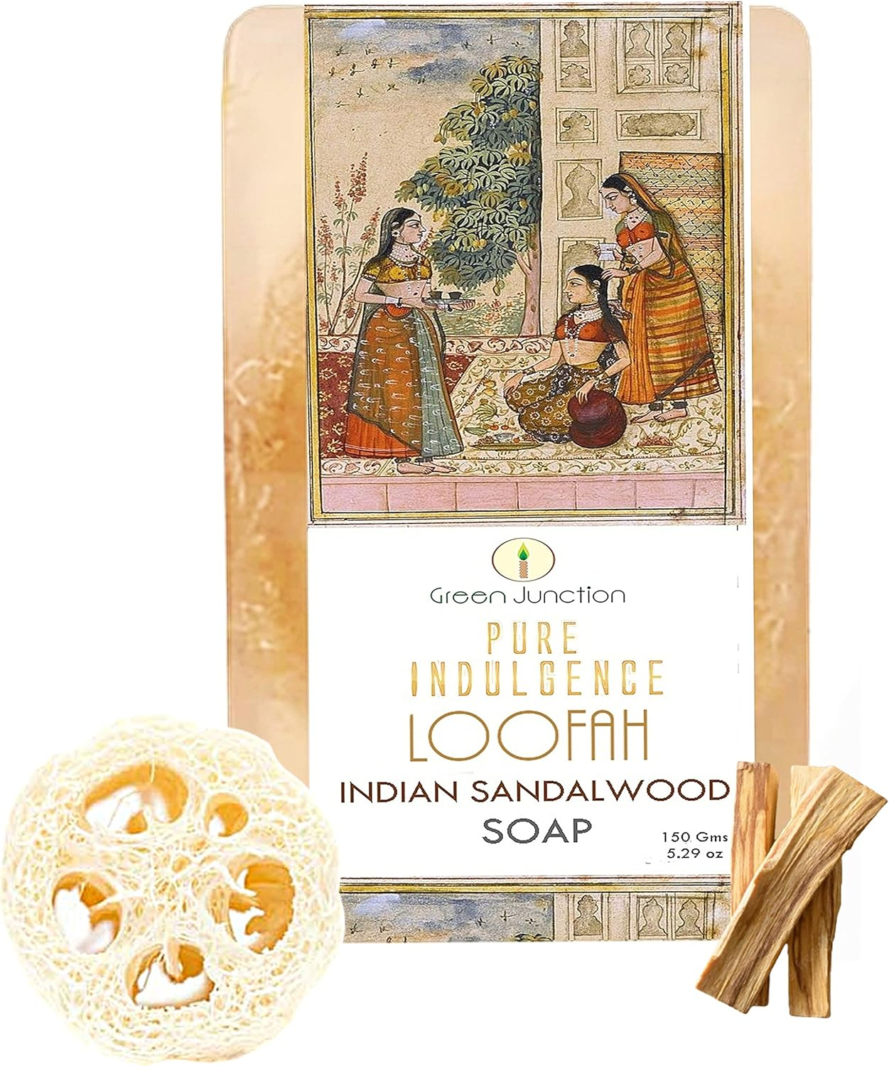 Green Junction Pure Indulgence Premium Range Soap (BIG SOLID SOAP BAR CLEANSERS) Loofah Soap (Indian Sandalwood) image number 3