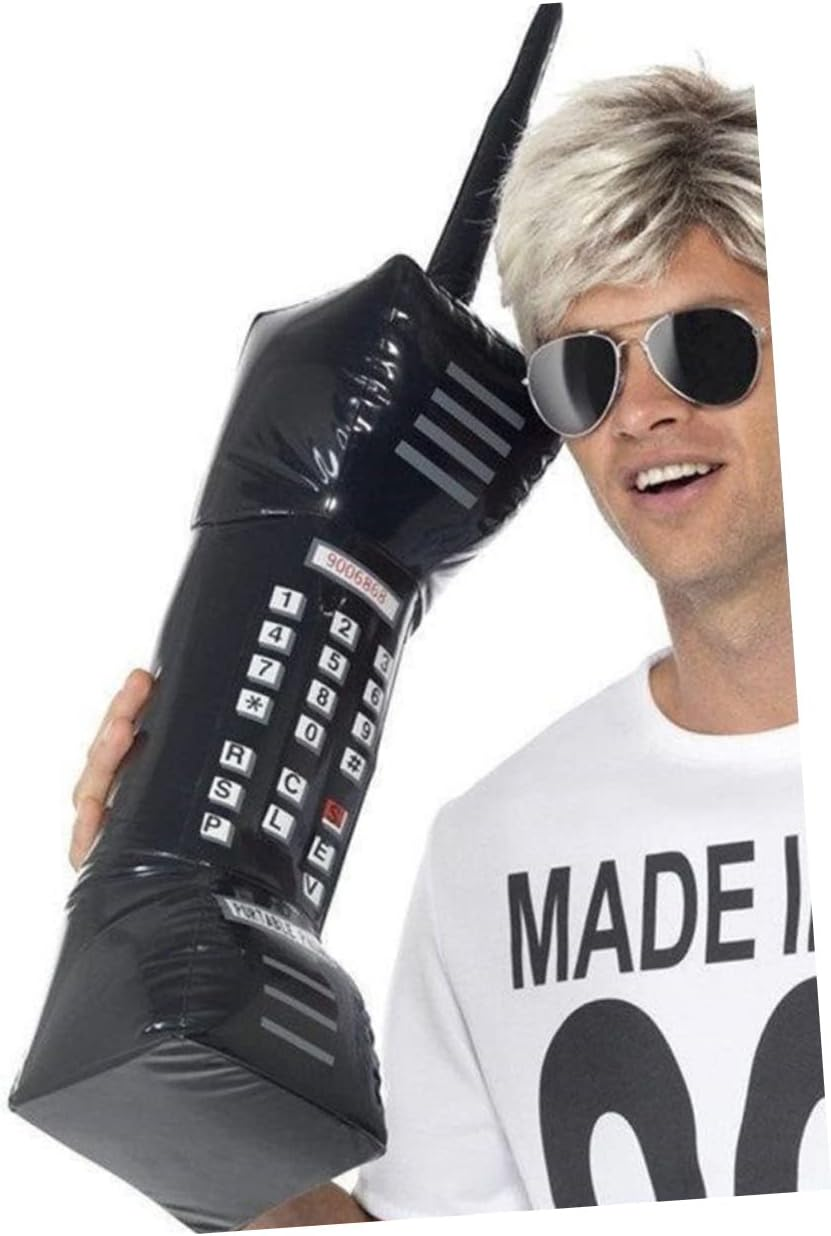 SAFIGLE 2Pcs Inflatable Vintage Toy Mobile Phones for Clueless Party Black Fake Phone Props image number 4