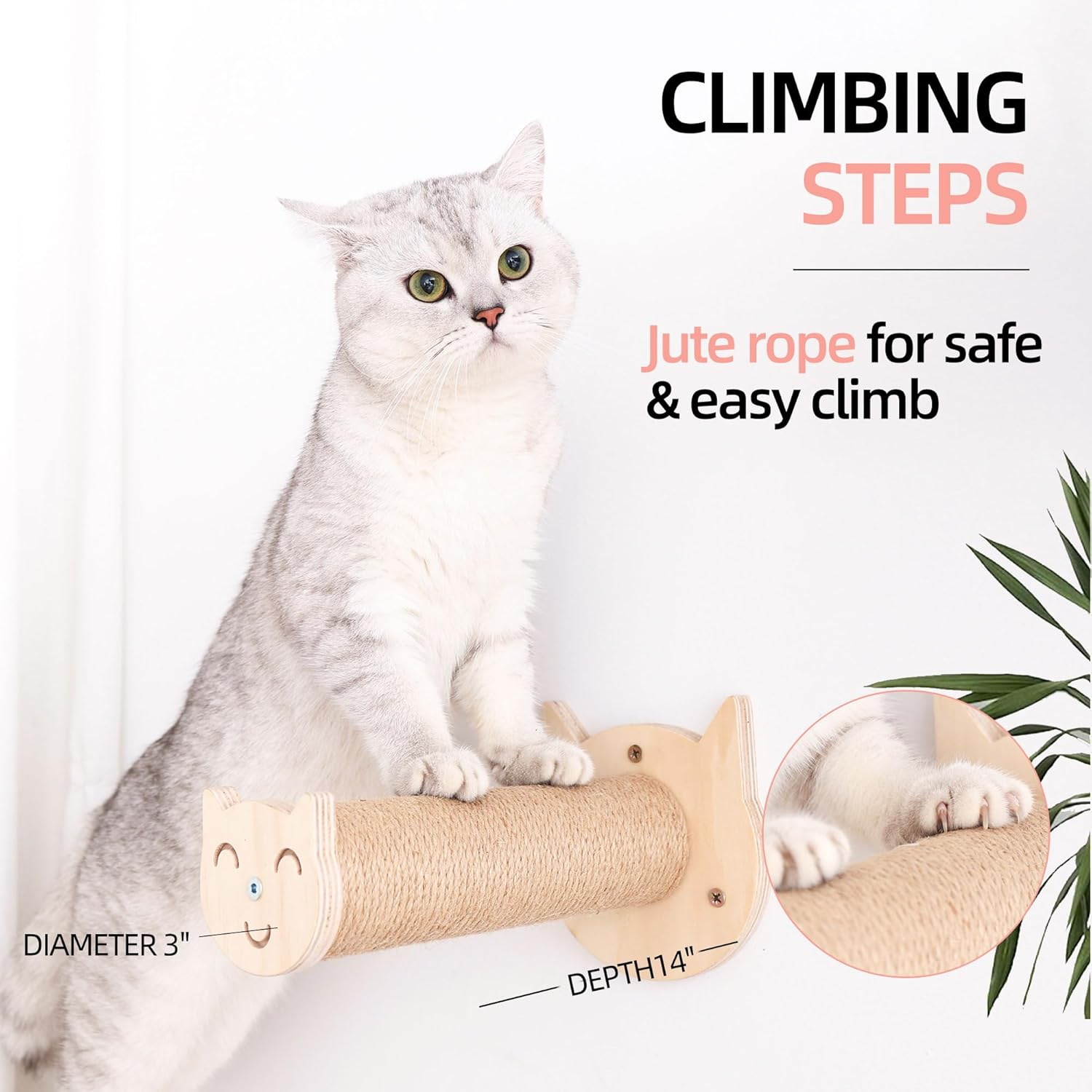MIUZMORE Cat Furniture, Cat Wall Perch, with 2 Cat Step 2 Fabrics for Hammock - Cat Bed Wall Mounted - Cat Shelves and Perches for Wall - Climbing for Cats