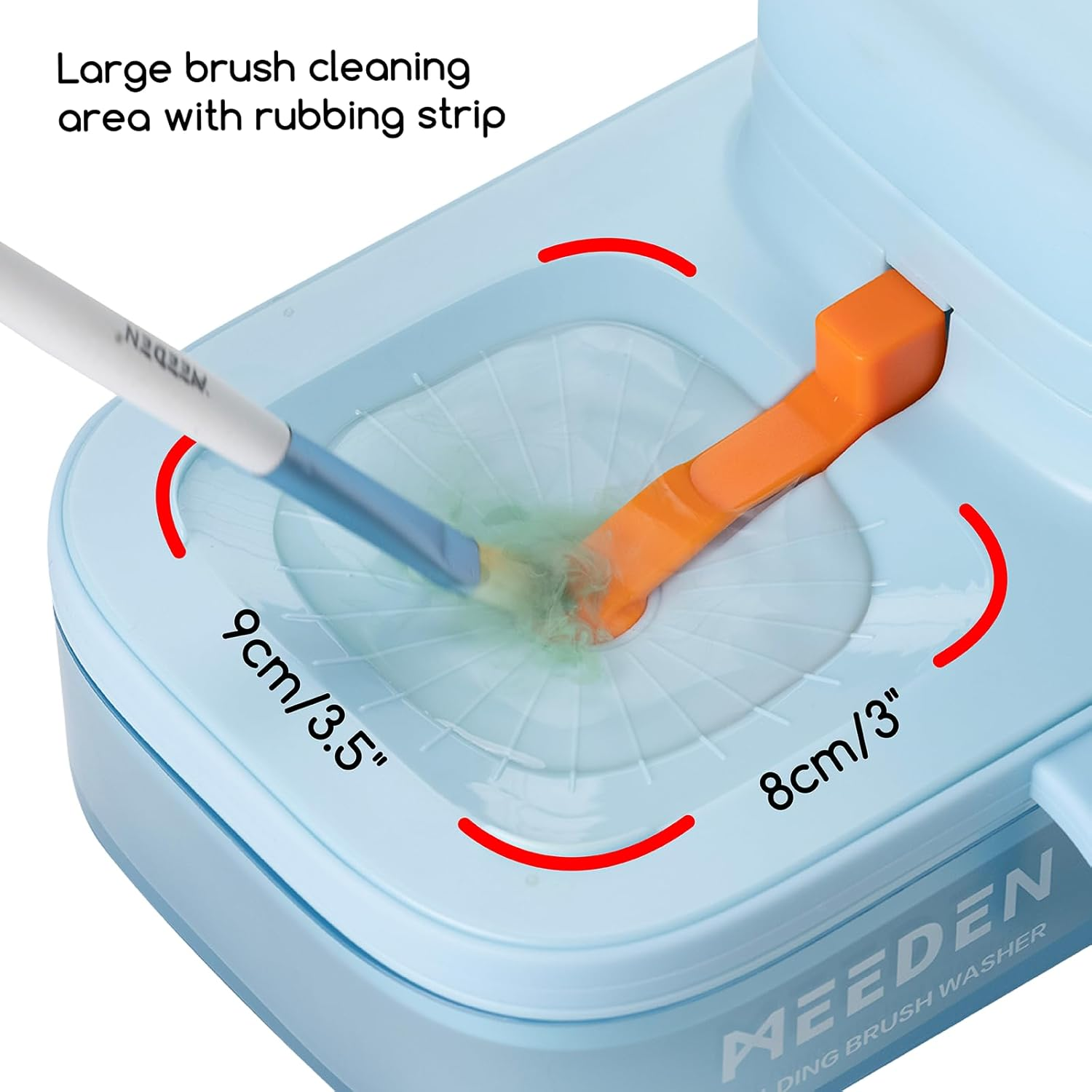 MEEDEN Portable Paint Brush Cleaner: Paintbrush Rinser with 5-Slot Silicone Brush Holder - Brush Washer for Acrylic Watercolor & Water-Based Paints, Blue - White image number 5