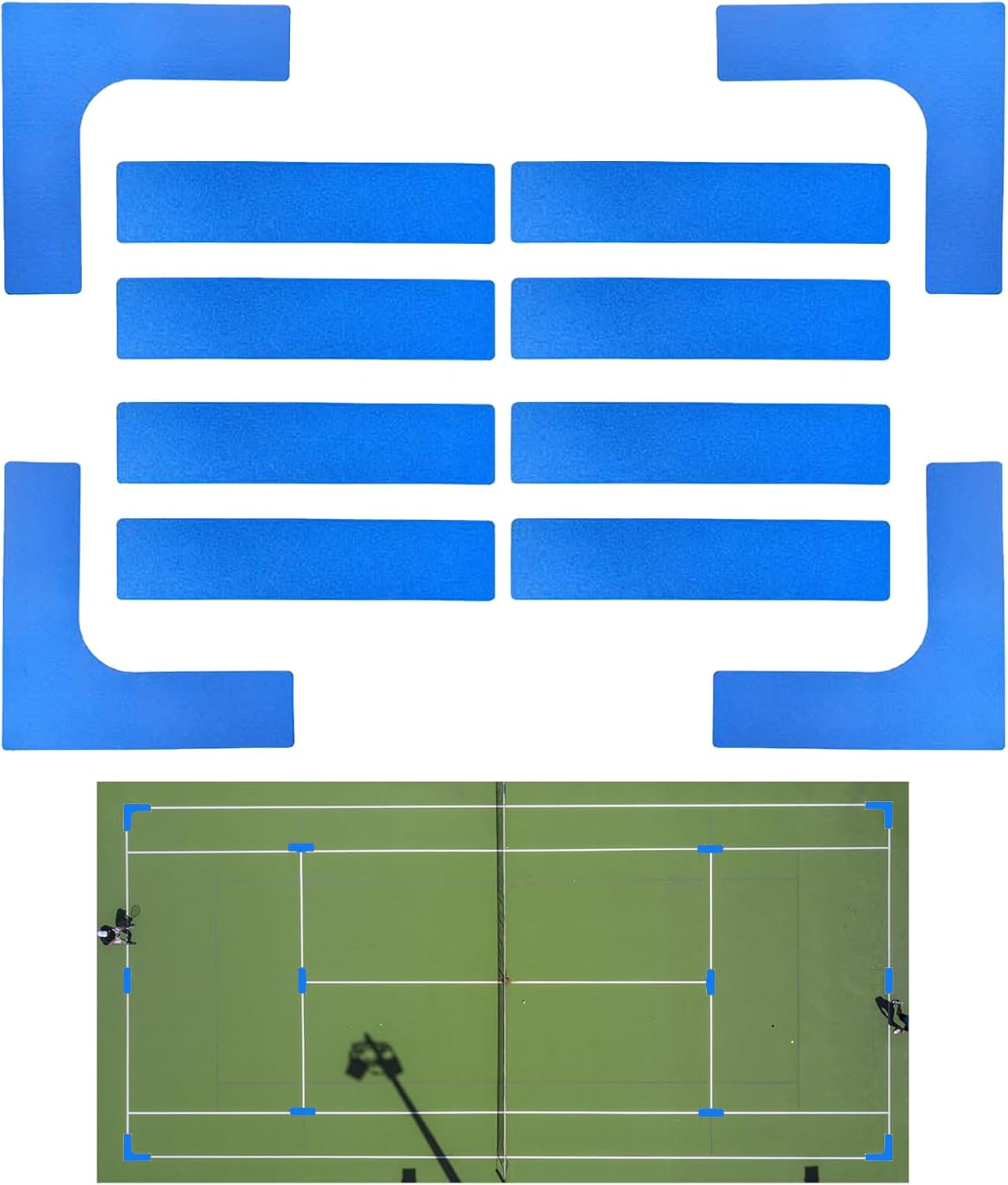 Court Line Marker Kit | Court Throw down Markers,Anti-Slip Portable Tennis Sports Throw down Accessories for Driveway School Gym Park Outdoor Training Field Backyard