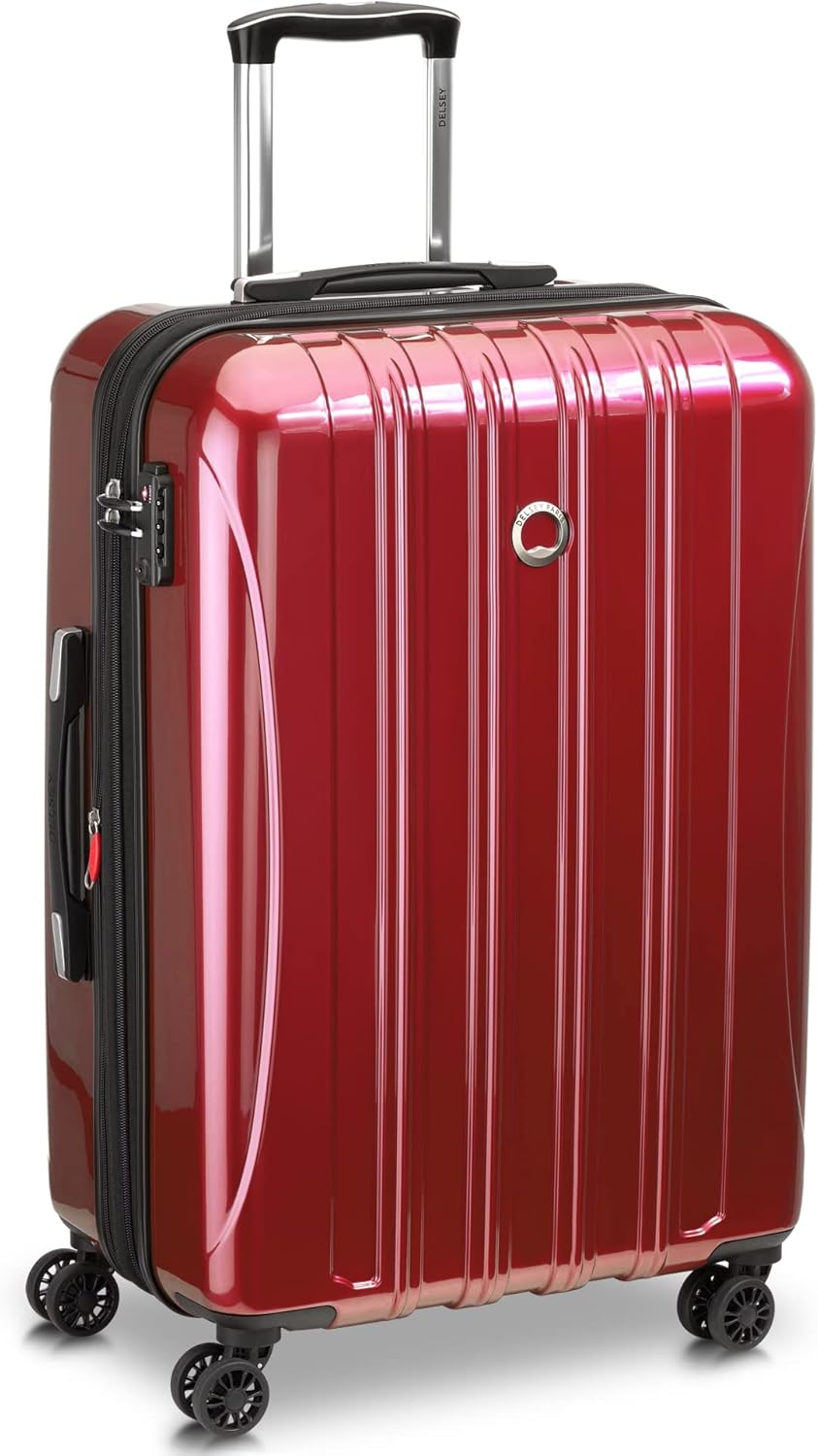 DELSEY Paris Helium Aero Hardside Expandable Luggage with Spinner Wheels, Brushed Charcoal, Checked-Medium 25 Inch, Helium Aero Hardside Expandable Luggage with Spinner Wheels