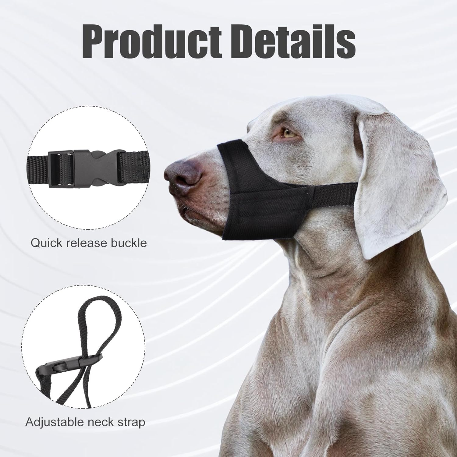 Short Snout Dog Muzzle, Adjustable Dog Mouth Guard, Soft Pet Safe Dog Muzzle anti Biting Barking, Muzzle for Dogs Snout Circumference 7-8.25 image number 1