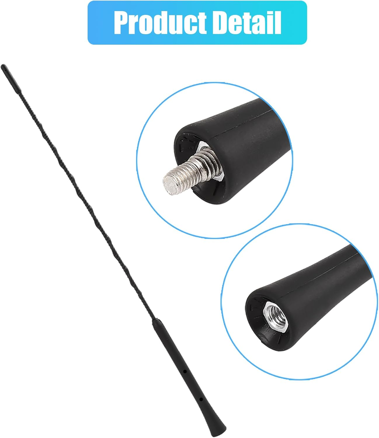 X AUTOHAUX 16" Universal Car Antenna Radio AM FM Antenna Aerial Flexible Antenna 40.5Cm Radio Antenna Booster Signal Roof Mast Replacement Black image number 5