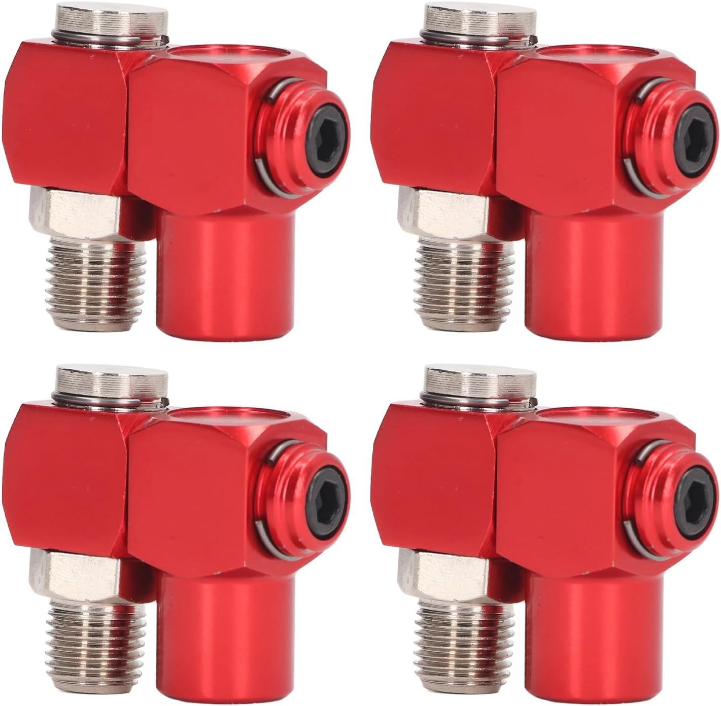 360 Degree Air Hose Connector, 4Pcs Easy to Install Industrial Air Fittings for Glue Gun image number 5