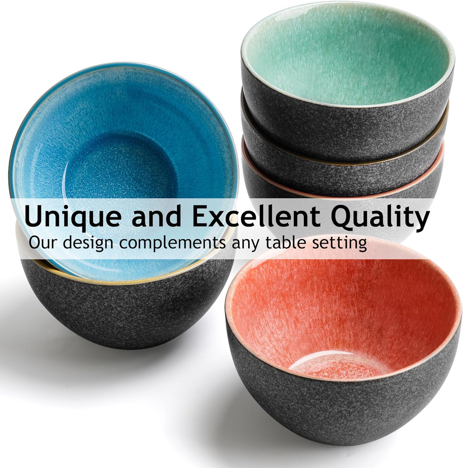 MIAMIO &ndash; 750 Ml, Bowls Set of 6, Ceramic Bowl, Salad Bowls, Soup Bowl, Cereal Bowl, Kitchen Bowls, Rice Bowls &ndash; Microwave, Dishwasher and Oven Safe &ndash; Las Palmitas Collection image number 3